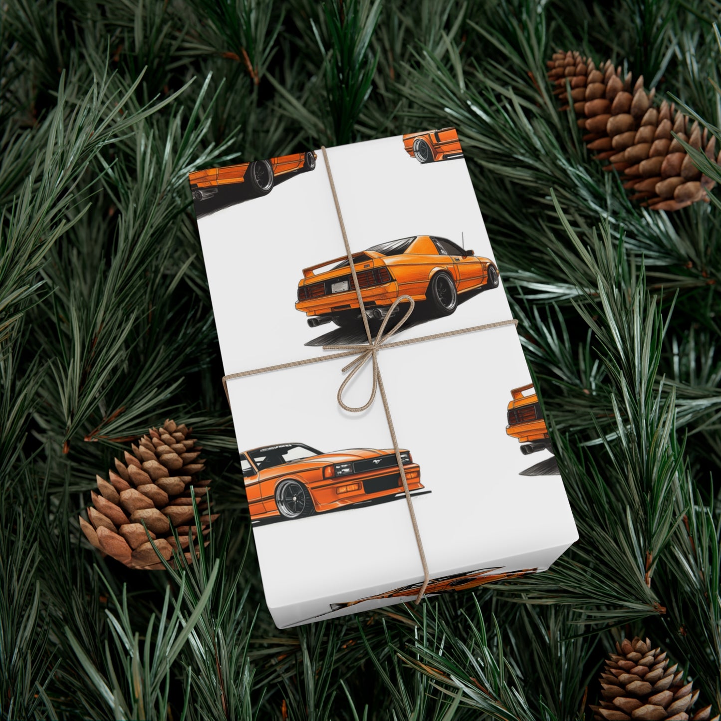 Ford Mustang Fox Body- Car Themed Satin Gift Wrapping Paper